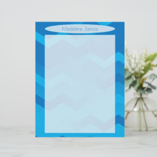 Printer-Sized Blue Chevron Stationery