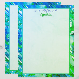 Printer-Sized Blue & Green Abstract Watercolor Letterhead