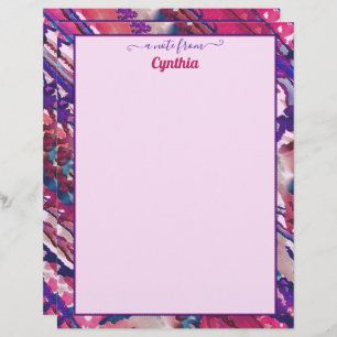 Printer-Sized Purple & Pink Abstract Watercolor Letterhead