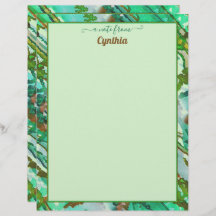 Printer-Sized Two-Sided Green Watercolor Abstract