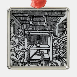 Printing press metal ornament