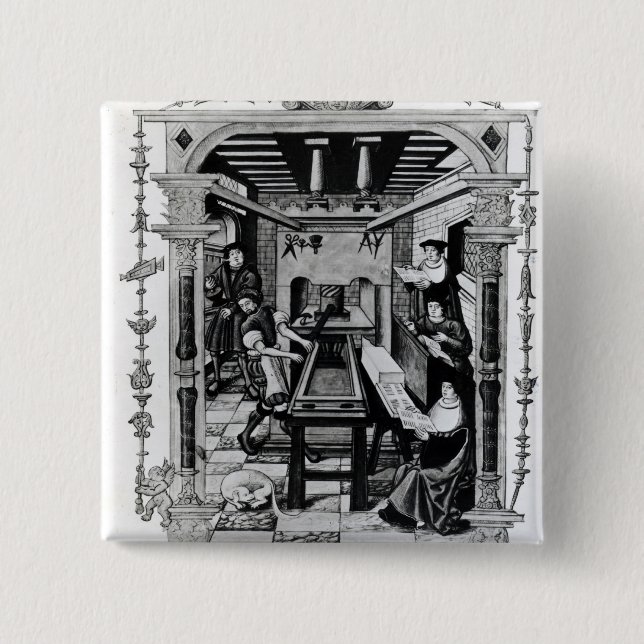 Printing workshop 2 inch square button (Front)