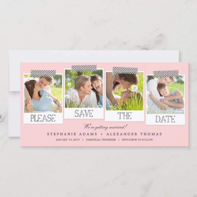 Prints Save The Date Photo Cards - Pink (Front)