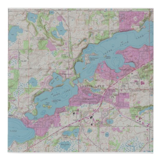 Prior Lake Topographical Map Faux Canvas Print Zazzle.ca