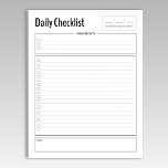 Priority Daily Checklist Notepad<br><div class="desc">Organize all of your daily tasks with this simple checklist notepad. There are sections for high priority tasks and reminders,  additional to do list items,  and brief notes also. You can even add your own background image for a more customized look.</div>