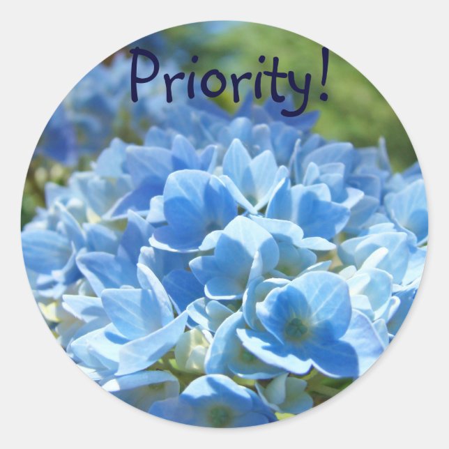 Priority! stickers Office Blue Hydrangea Flowers (Front)