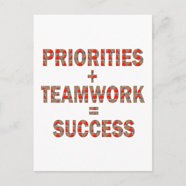 PRIORITY Teamwork Success Wisdom LOWPRICE GIFTS Postcard (Front)