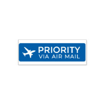 PRIORITY VIA AIR MAIL Airplane airplane Self Inkin