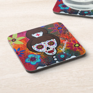 Prisarts Day of the Dead Nurse Coasters