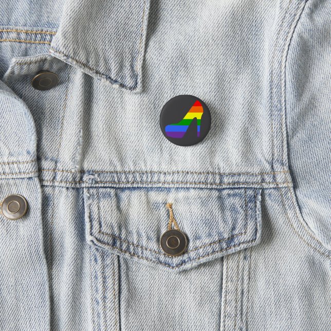 Priscilla Rainbow Pride Heel 1 Inch Round Button (In Situ)