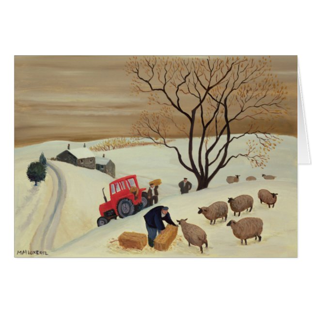 Prise du foin aux moutons par le tracteur (Devant horizontal)