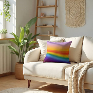 Prism Flow - Wavy Pastel Rainbow Gradient Throw Pillow