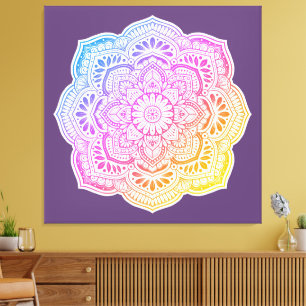 Prism Flower Mandala Stretched Canvas Print