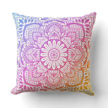 Prism Flower Mandala Throw Pillow