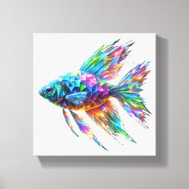 Prism Glow Geometric Fish Canvas Print (Front)