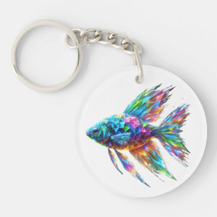 Prism Glow Geometric Fish Keychain