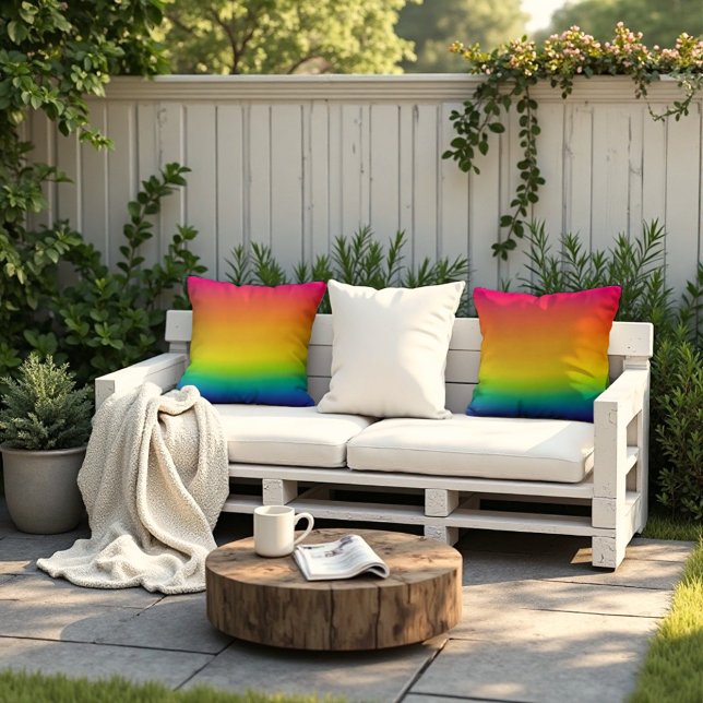 Prism Light - Vibrant Rainbow Spectrum Art Throw Pillow (Radiant rainbow comfort! Modern casual style for your sofa.)
