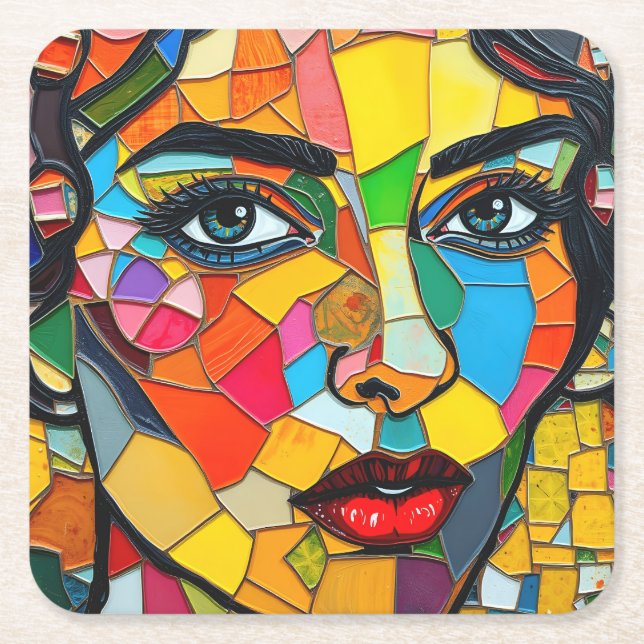 “Prismara” - Fragments of Her Flame Square Paper Coaster (Front)