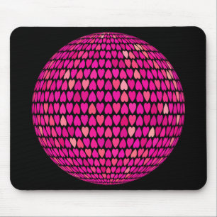 Prismatic Alternating Hearts Sphere Mouse Pad