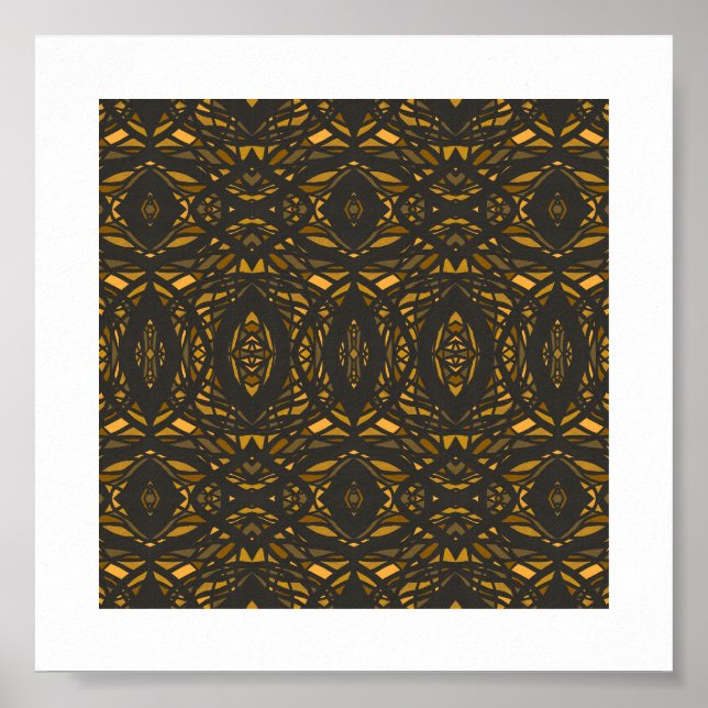 Prismatic Brown Orange Black Abstract Acrylic Art Poster (Front)