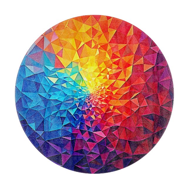 Prismatic Chaos Digital Grid Design Cutting Board (Front)