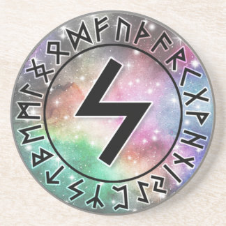 Prismatic Galaxy Rune Circle [16. Sowilo] Coaster