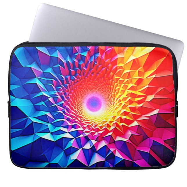 Prismatic Geometric Color Vortex Design Laptop Sleeve (Front)