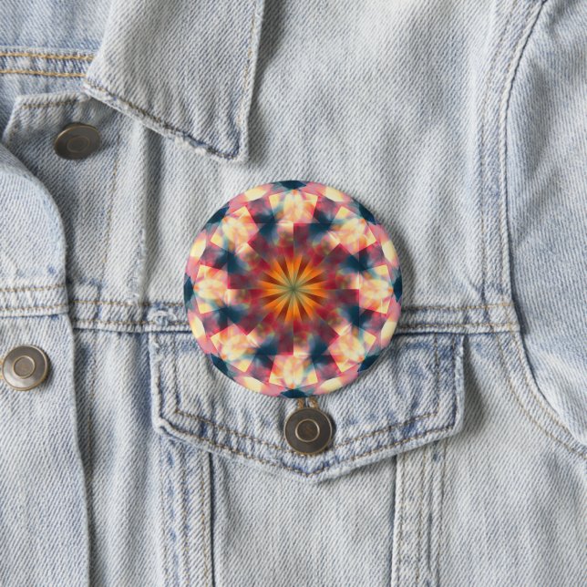 Prismatic Kaleidoscopic Psychedelic Mandala 3 Inch Round Button (In Situ)