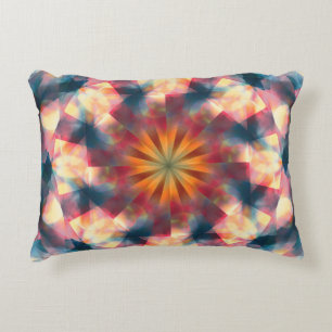 Prismatic Kaleidoscopic Psychedelic Mandala Accent Pillow