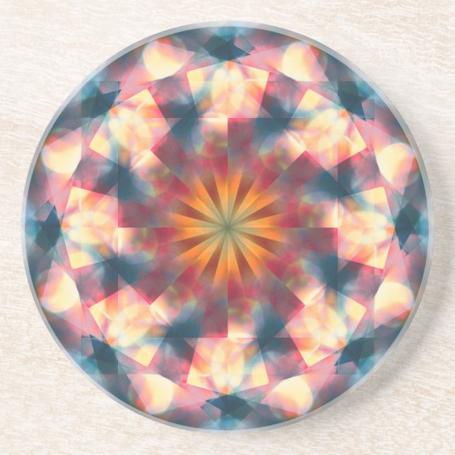 Prismatic Kaleidoscopic Psychedelic Mandala Coaster (Front)
