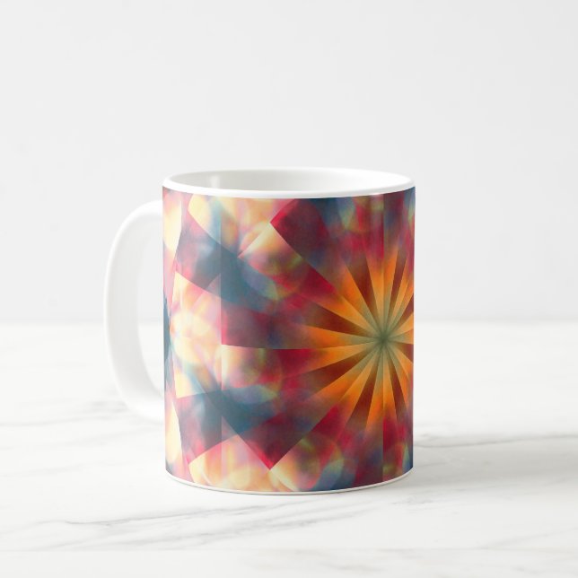 Prismatic Kaleidoscopic Psychedelic Mandala Coffee Mug (Front Left)