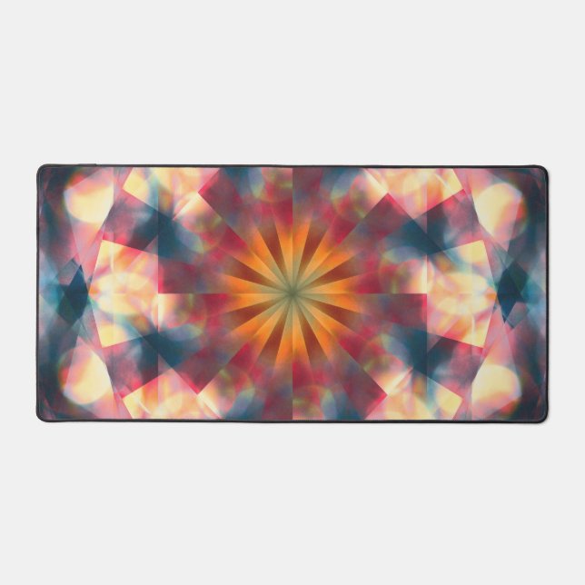 Prismatic Kaleidoscopic Psychedelic Mandala Desk Mat (Front)