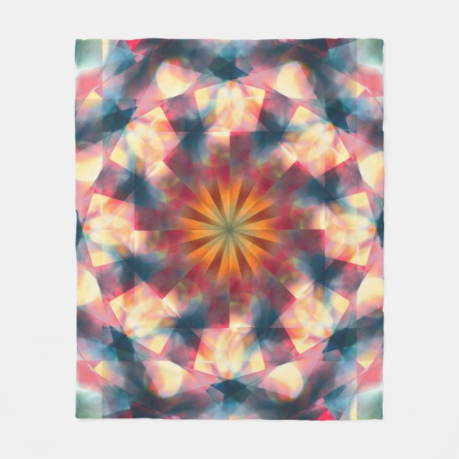 Prismatic Kaleidoscopic Psychedelic Mandala Fleece Blanket (Front)