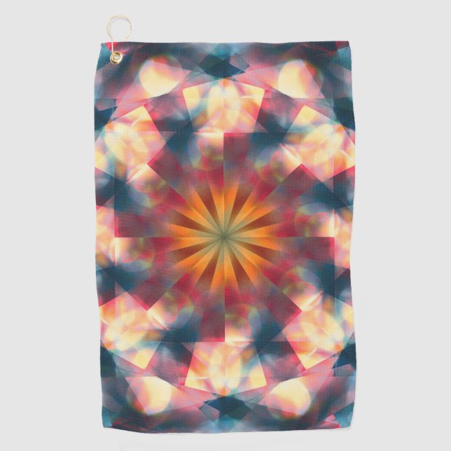 Prismatic Kaleidoscopic Psychedelic Mandala Golf Towel (Front)