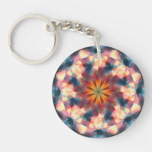 Prismatic Kaleidoscopic Psychedelic Mandala Keychain