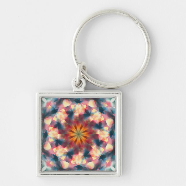 Prismatic Kaleidoscopic Psychedelic Mandala Keychain (Front)