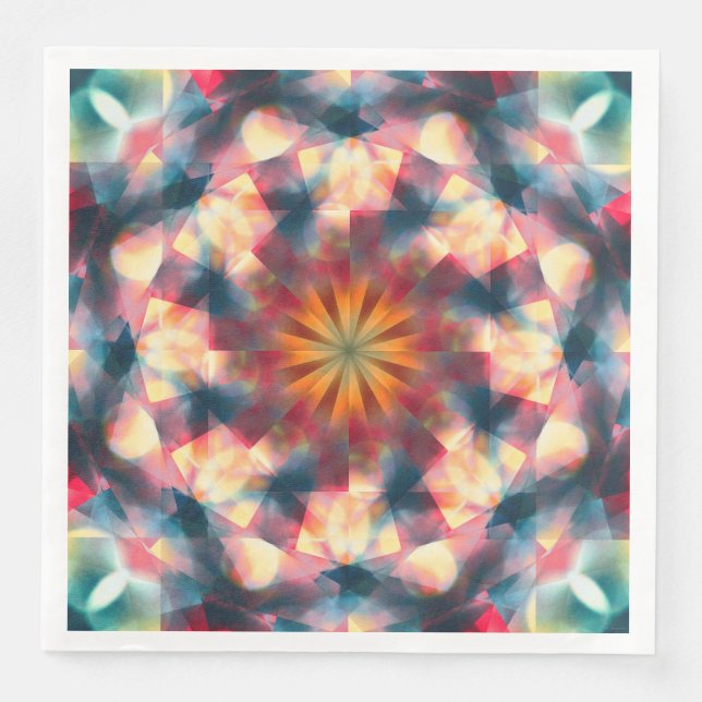Prismatic Kaleidoscopic Psychedelic Mandala Napkin (Front)