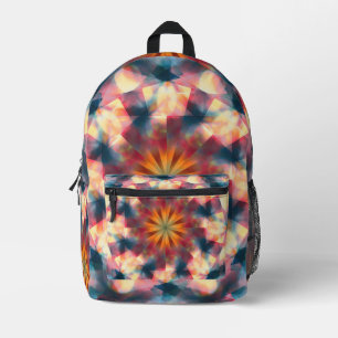 Prismatic Kaleidoscopic Psychedelic Mandala Printed Backpack