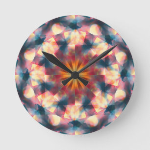 Prismatic Kaleidoscopic Psychedelic Mandala Round Clock