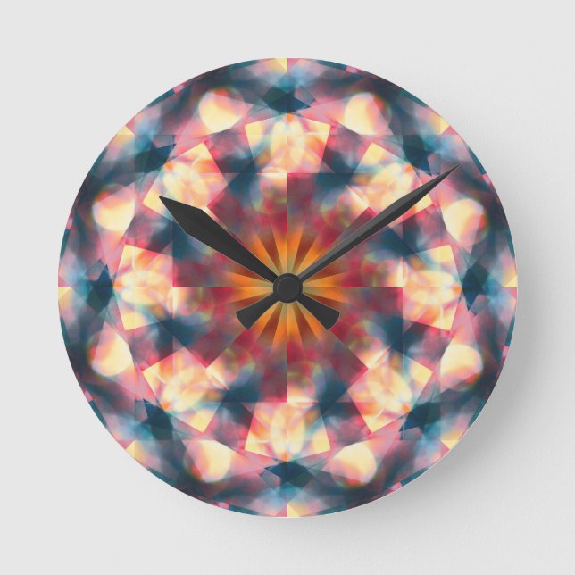 Prismatic Kaleidoscopic Psychedelic Mandala Round Clock (Front)