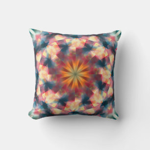 Prismatic Kaleidoscopic Psychedelic Mandala Throw Pillow