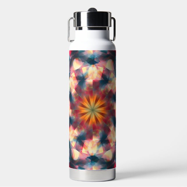 Prismatic Kaleidoscopic Psychedelic Mandala Water Bottle (Front)