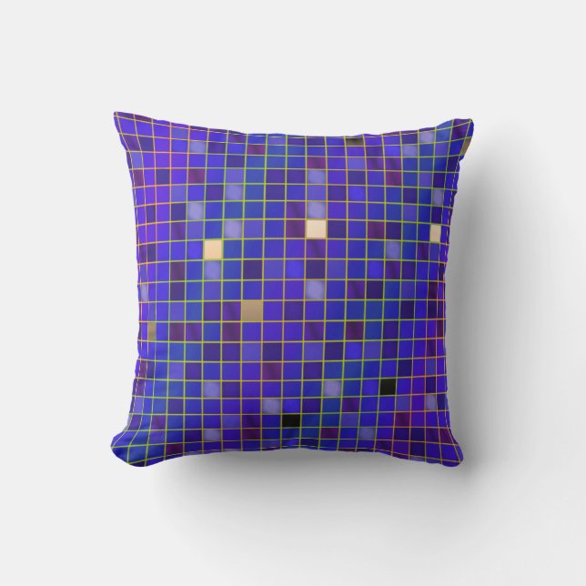 Prismatic Look Checked Grid Pillow - Blue Cobalt (Front)