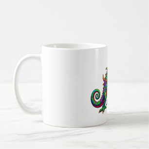 Prismatic Neon Dragon Lizard Coffee Mug