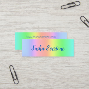 Prismatic Pastel Rainbow Ombre Mini Business Card