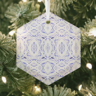 Prismatic Purple White Abstract Acrylic Art Glass Ornament