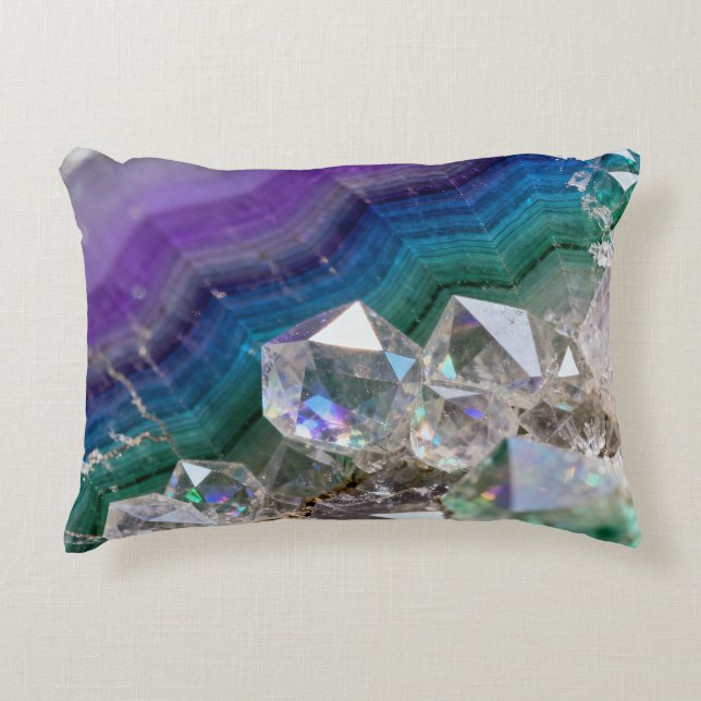 Prismatic Quartz Fusion Vibrant Crystal Design Accent Pillow (Front)