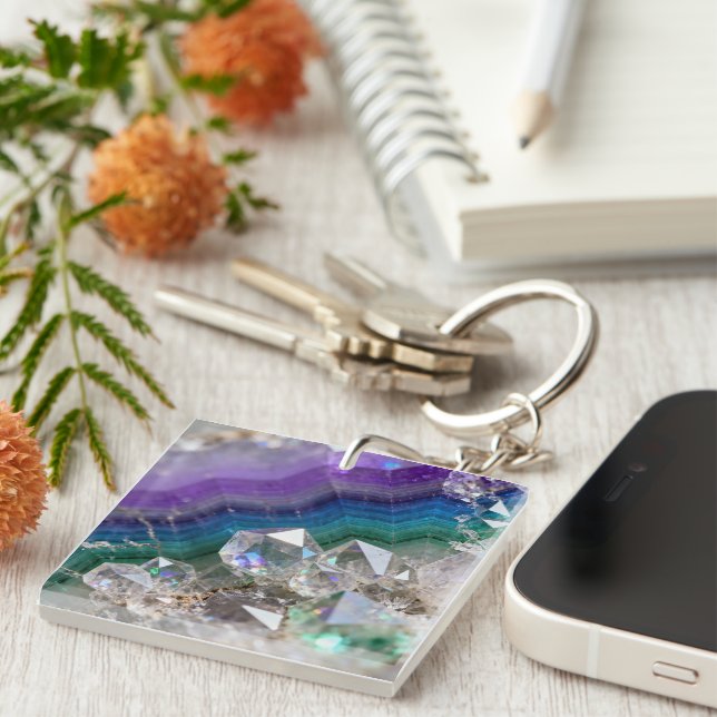 Prismatic Quartz Fusion Vibrant Crystal Design Keychain (Front Right)