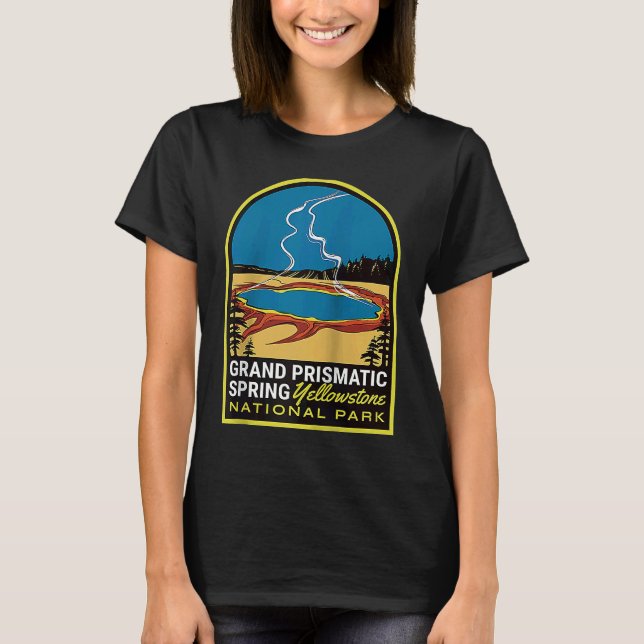 Prismatic Spring Yellowstone Vintage Travel Raglan T-Shirt (Front)
