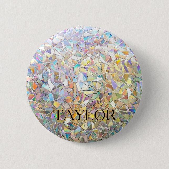 Prismatic Stained Glass Effect - Rainbow Prismatic 2 Inch Round Button (Front)